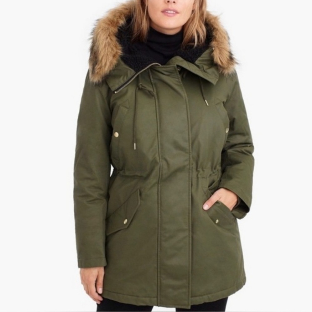 J.Crew Green Parka Coat